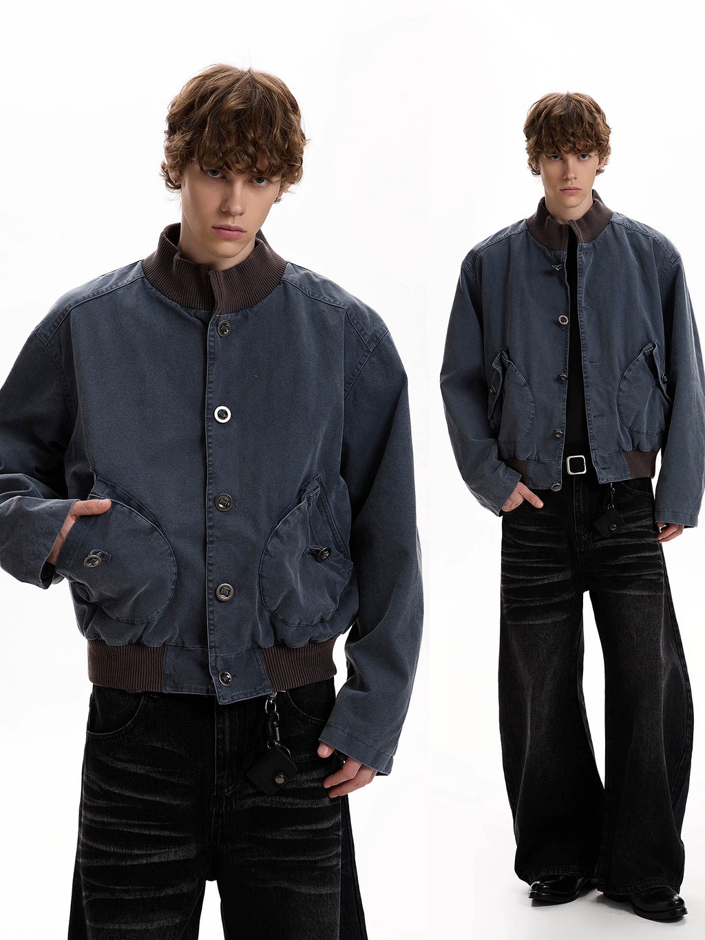 A PUEE Retro Short Stand-up Collar Versatile Jacket