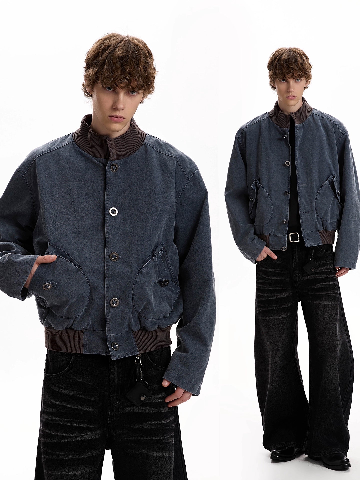 A PUEE Retro Short Stand-up Collar Versatile Jacket