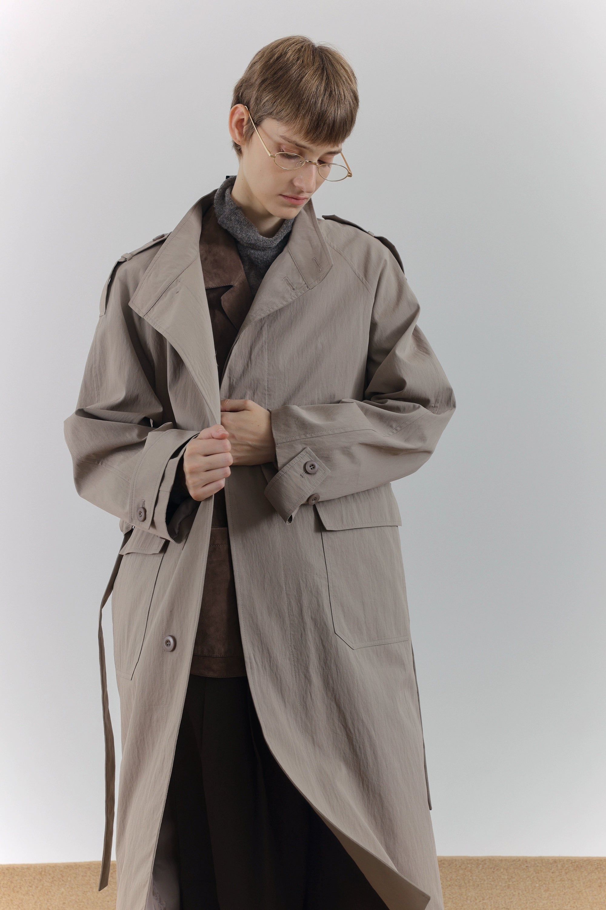 COLN Retro Premium Fake Two-piece Trench Coat