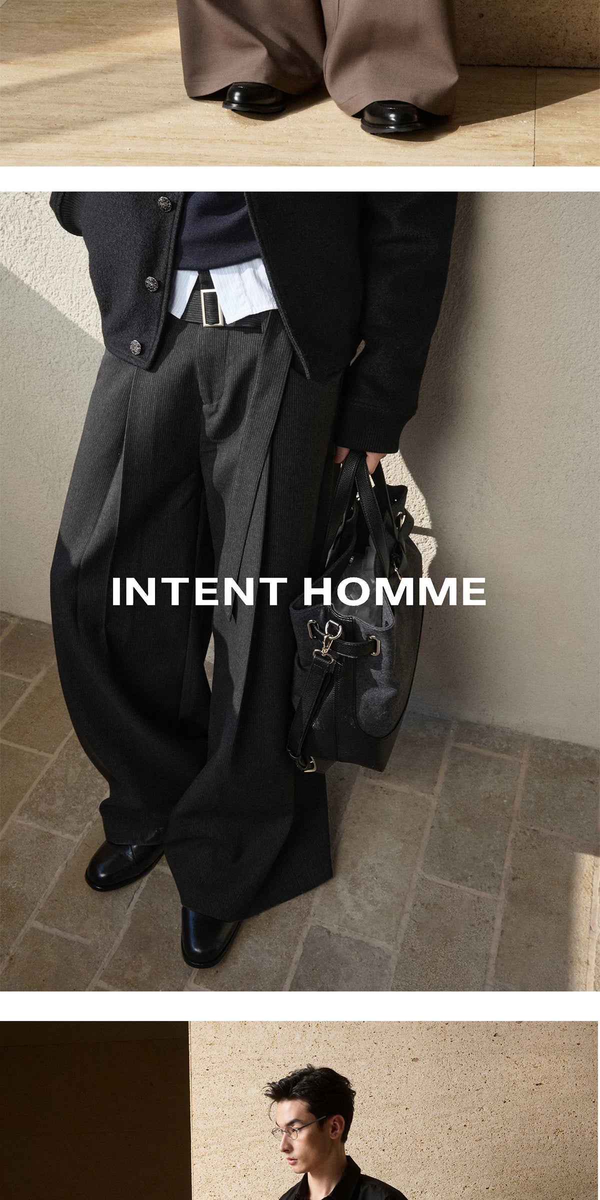 INTENT Dark Striped Straight Casual Trousers