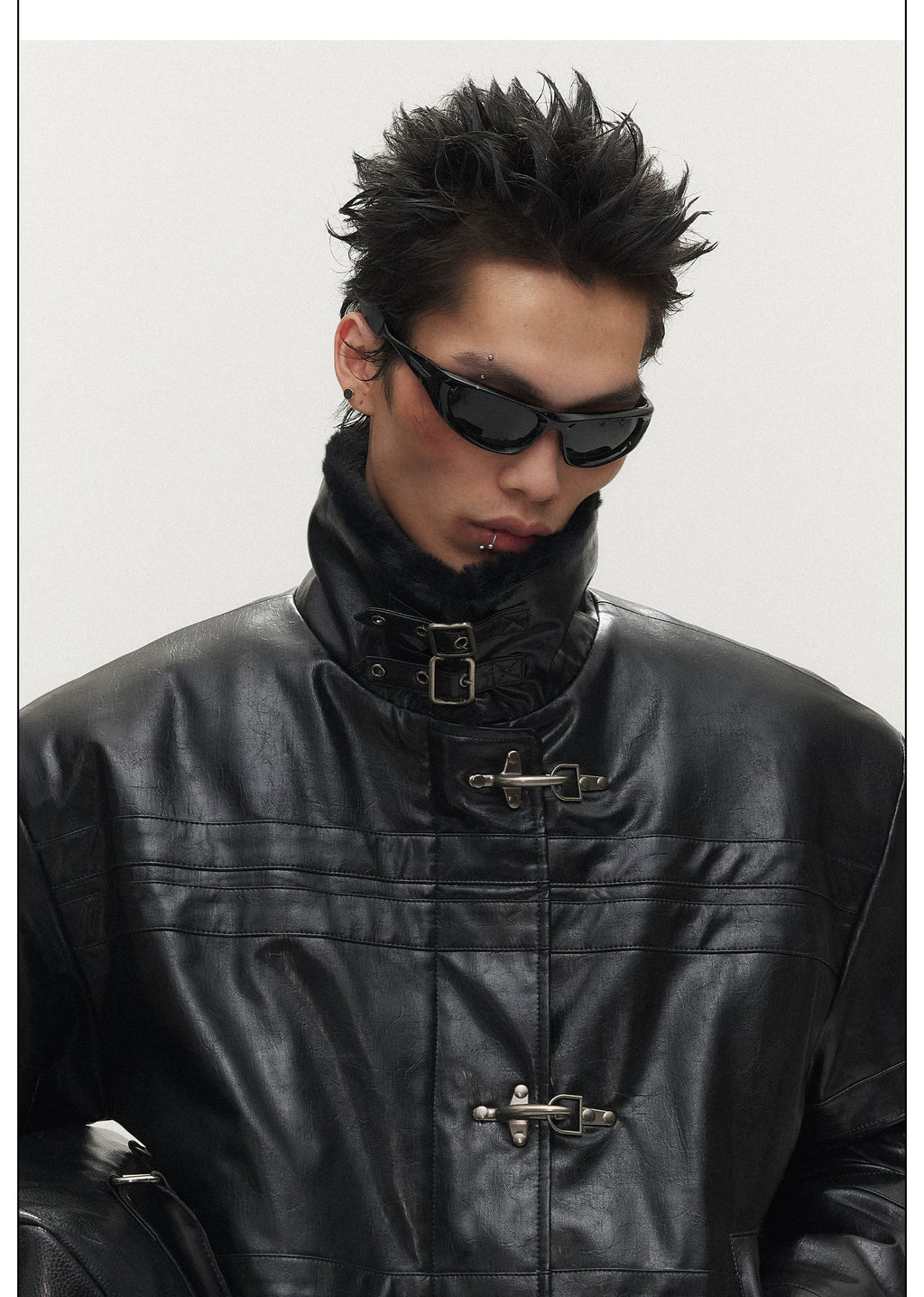 SGWCULT Stitched Silhouette Niche Leather Jacket