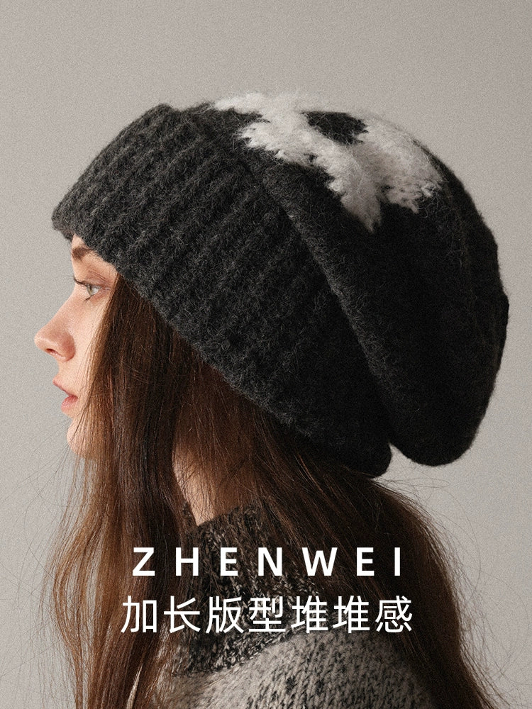 ZHENWEI Woolen Knitted Hat with Large Head Circumference