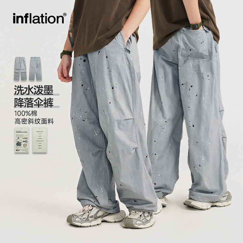 INF Washing and splashing ink parachute pants