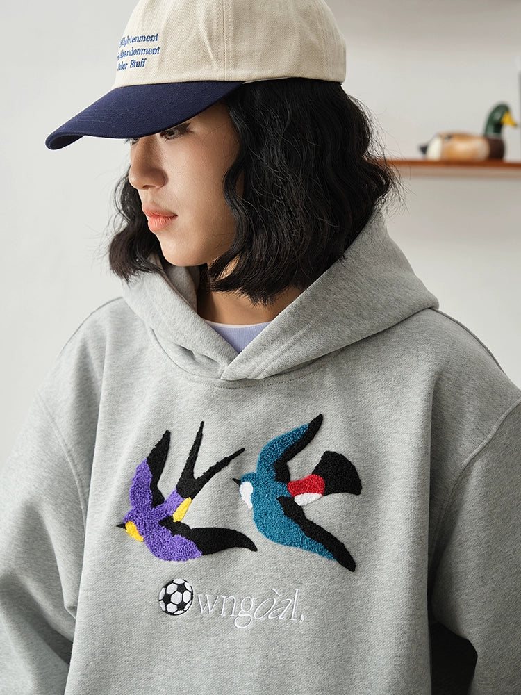 Battles Oolong Ball Double Bird Towel Embroidered Hooded Sweater