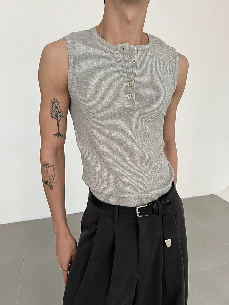 COLN Casual Henry Collar Vest