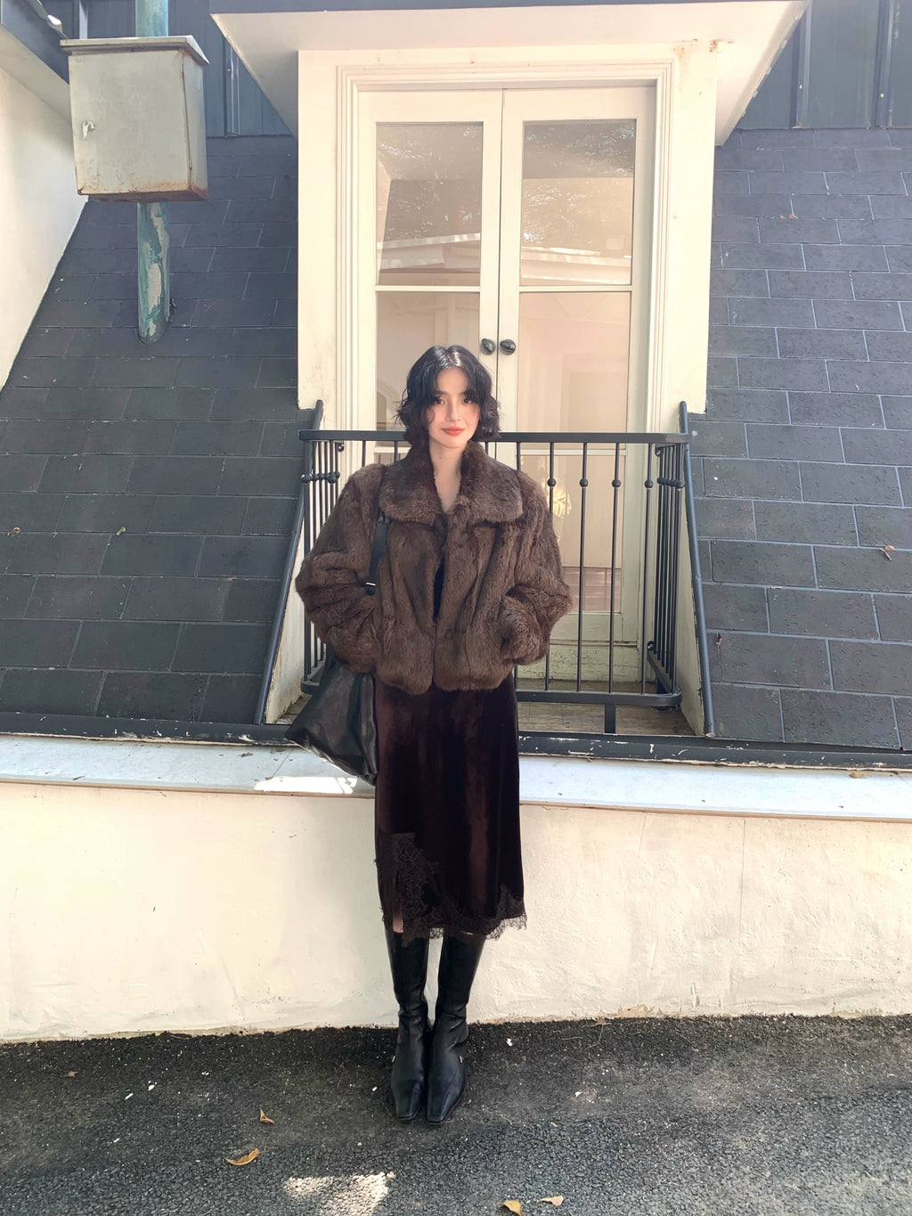 KELIFAN Retro Lapel Fur Coat