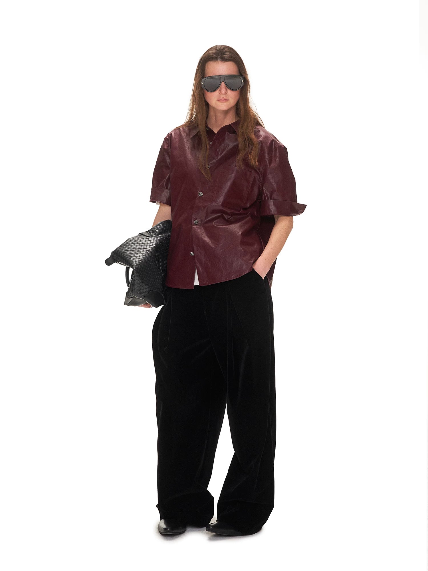 ANTERIOR LOVED Leather Texture Waterproof Short-sleeved Shirt