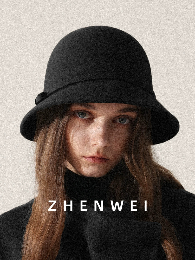 ZHENWEI Big Head Circumference Flat Top Woolen Pot Hat