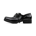 HANQIAORJI Diagonal Lace-up Horse Leather Pointed Leather Shoes