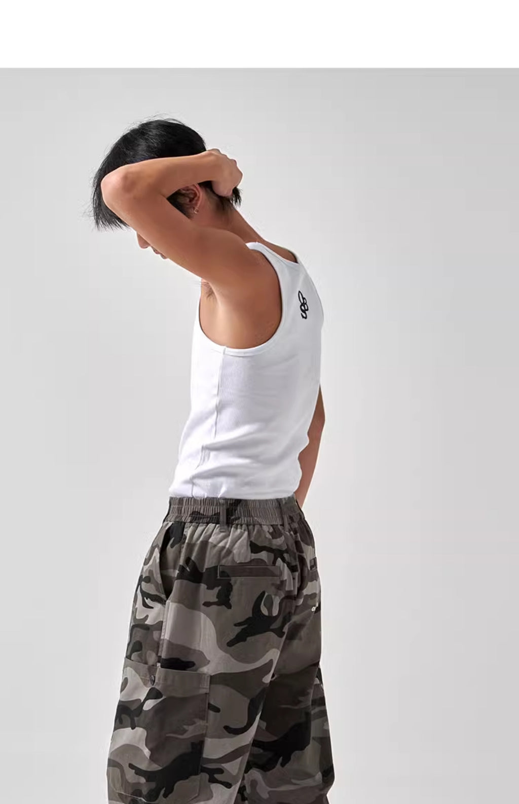 OBSESSWITH Light gray camouflage paratrooper pants