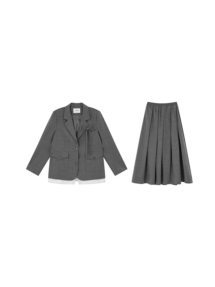 KANO Bow Blazer Skirt Suit