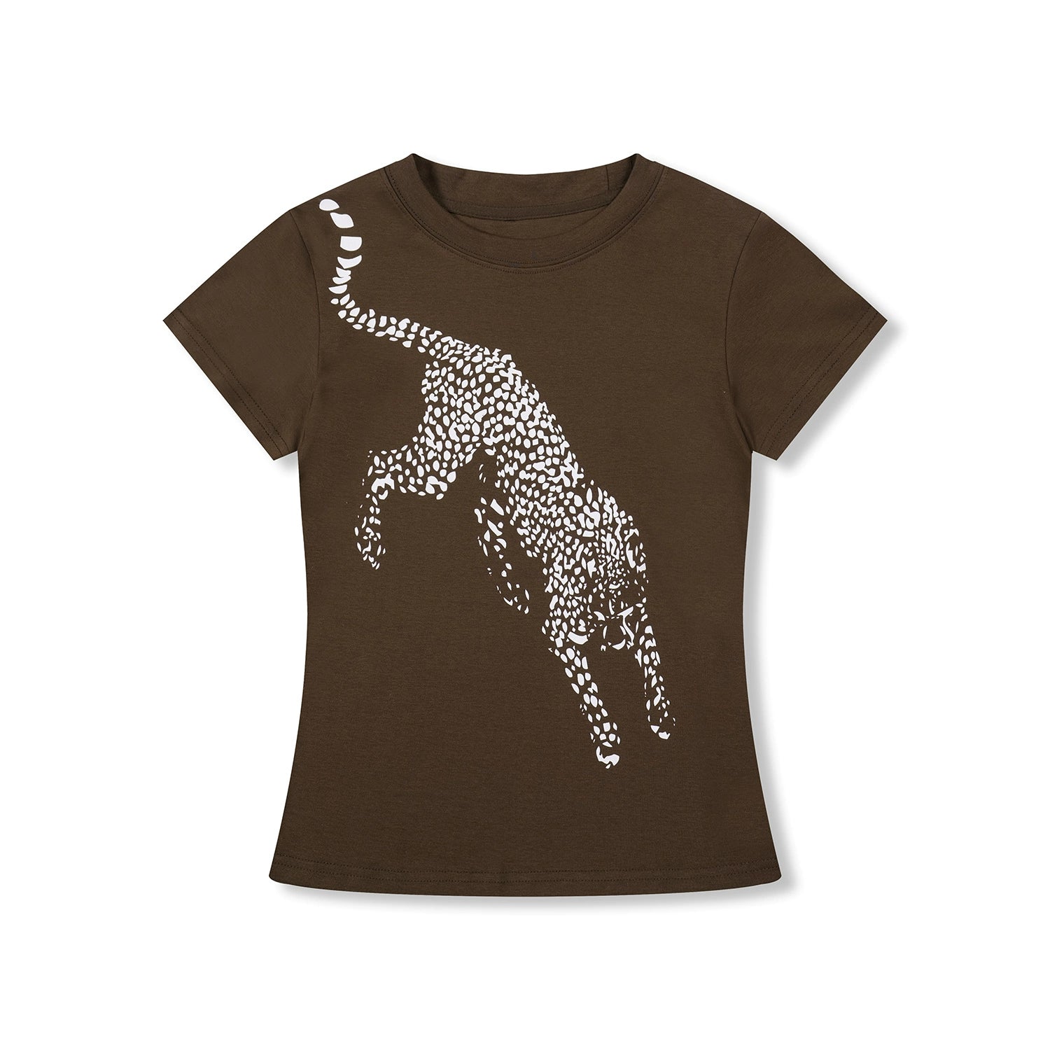 MICHINNYON Leopard Print Front Shoulder Casual Tee