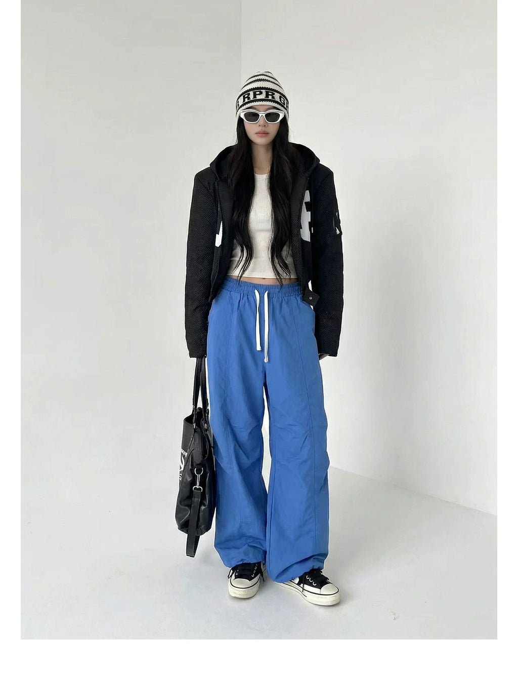 8FF Digital Printed Straight Loose Fleece Casual Pants