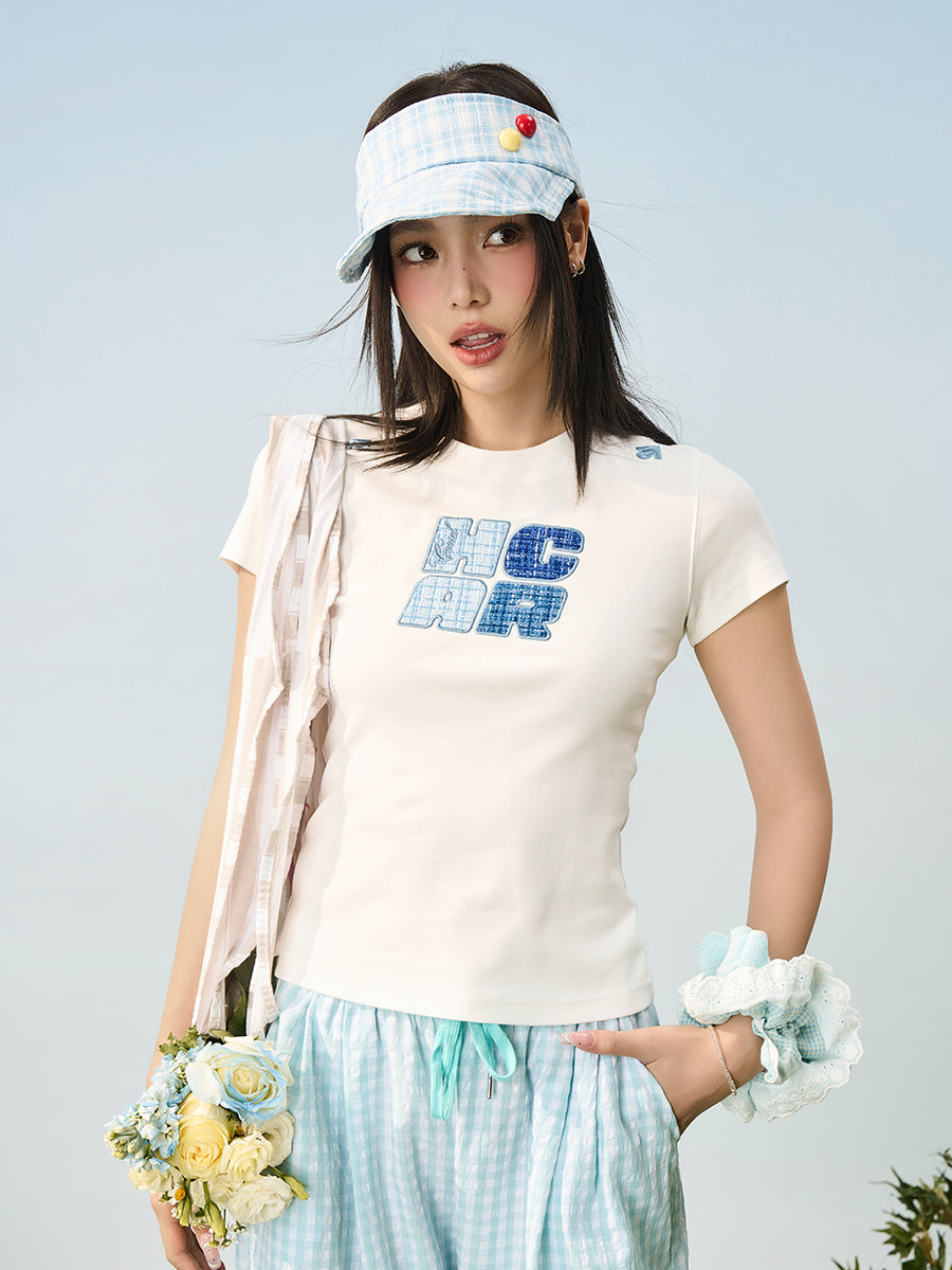 HACR small fragrant wind sticker elastic slim tee