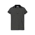 FUNKYFUN Contrast Pinstriped Lapel Tee