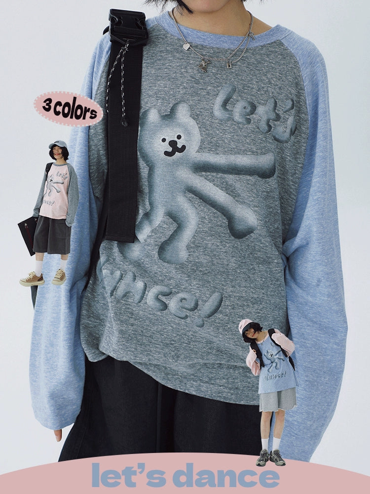 STILLYOU Contrast Color Snow Pattern Three-dimensional Dance Bear Print Pine Long Sleeve