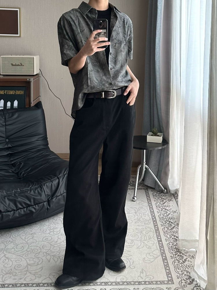 TumBlerine Tencel Blend "Bamboo Leaf Ink Dyed" Embroidered Short Sleeve Shirt