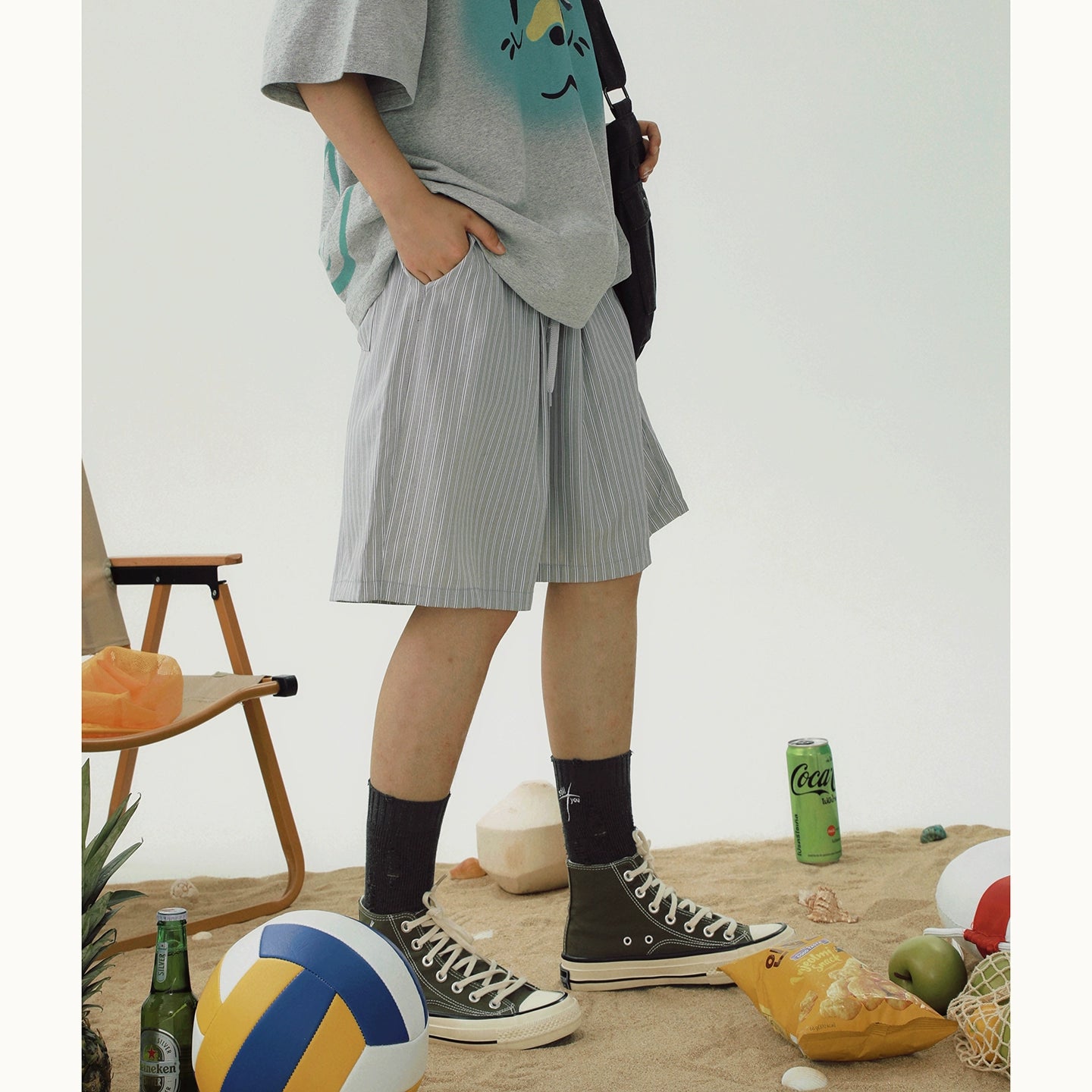 STILLYOU Versatile Striped Casual Shorts