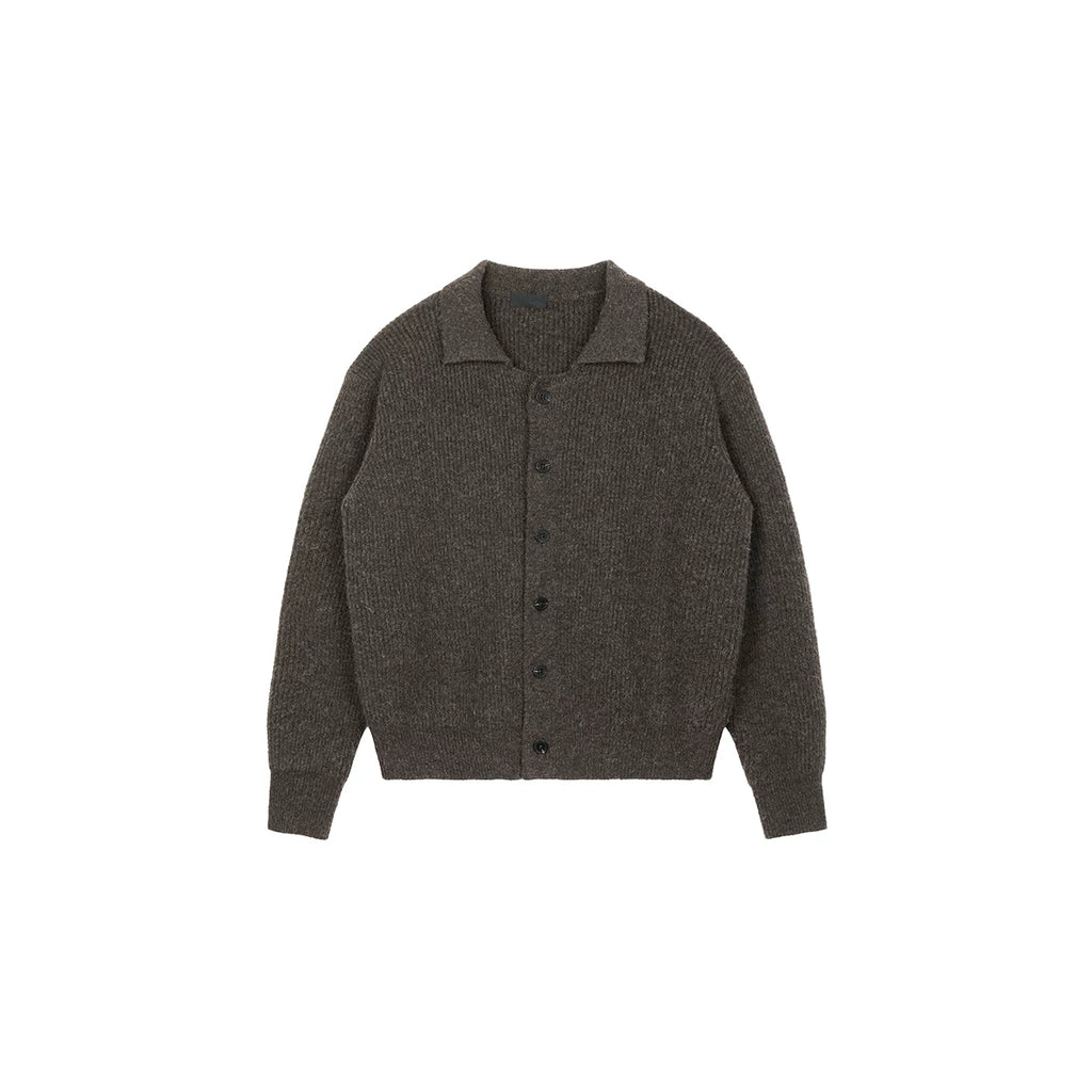 PLUS NO LOGO Thickened Lapel Short Sweater Cardigan