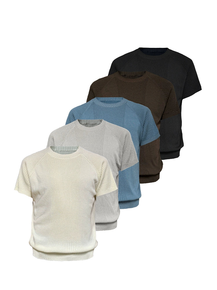 JCAESAR Pit Strip Knitted Shoulder Tee