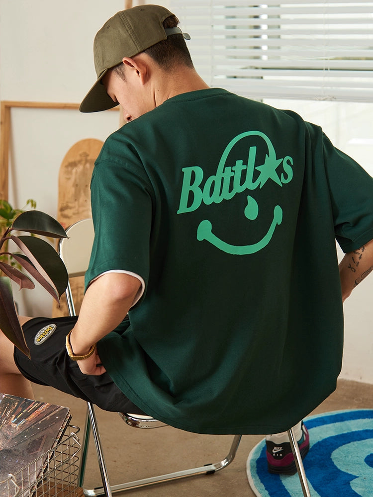 Battles Smiley Print Casual Tee