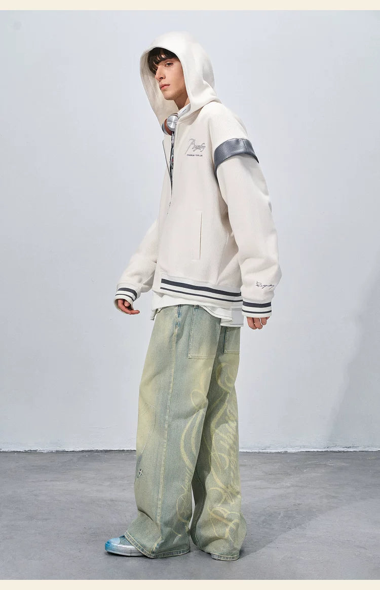 BJHG Corduroy Contrast Fake Two-piece Hooded Jacket