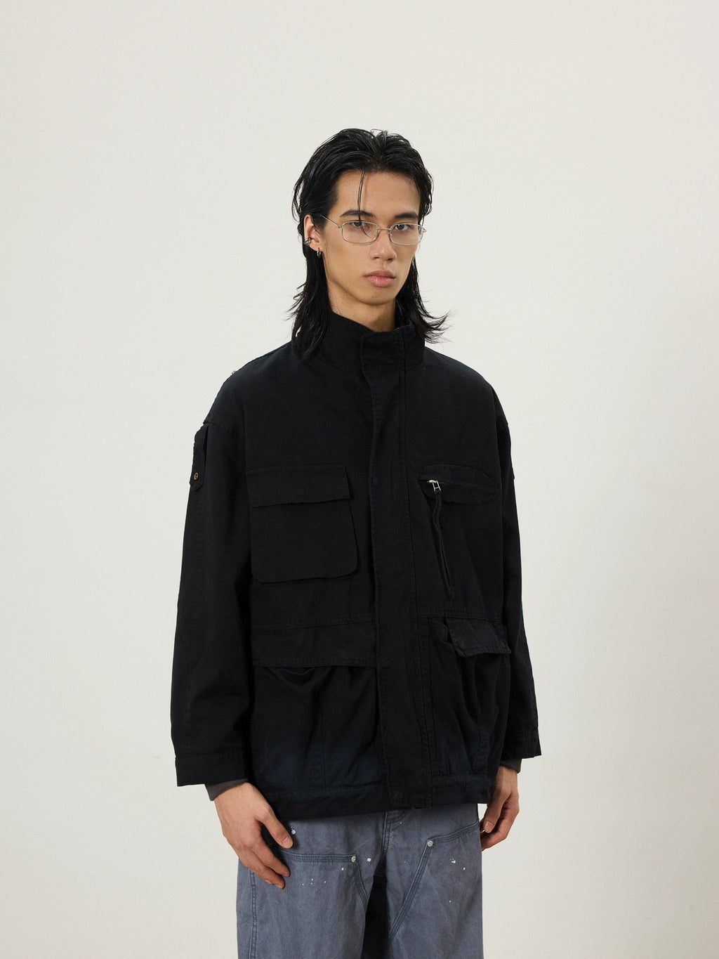 BTSG Multi-pocket Stand-up Collar Zip-up Tooling Jacket