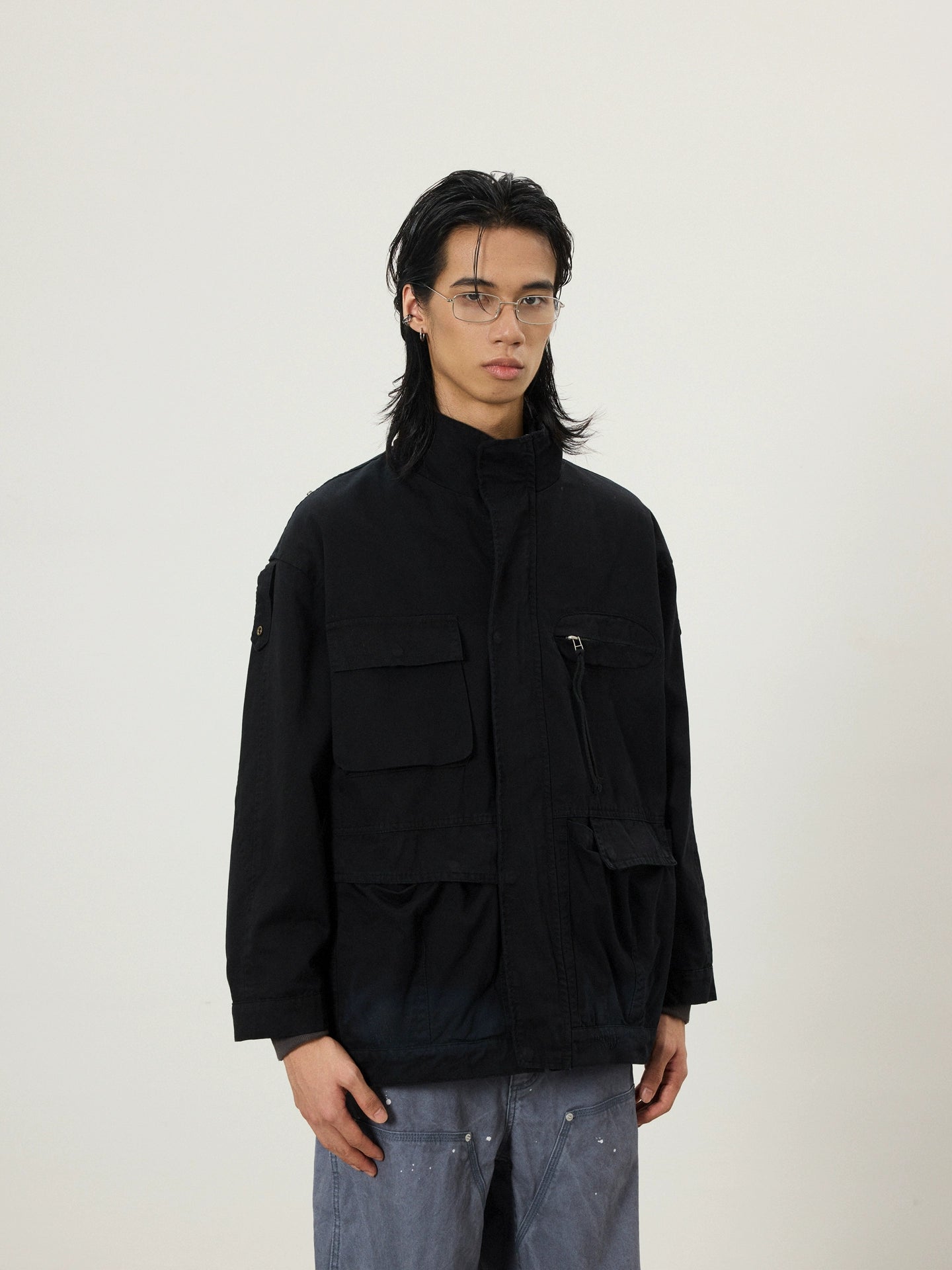 BTSG Multi-pocket Stand-up Collar Zip-up Tooling Jacket