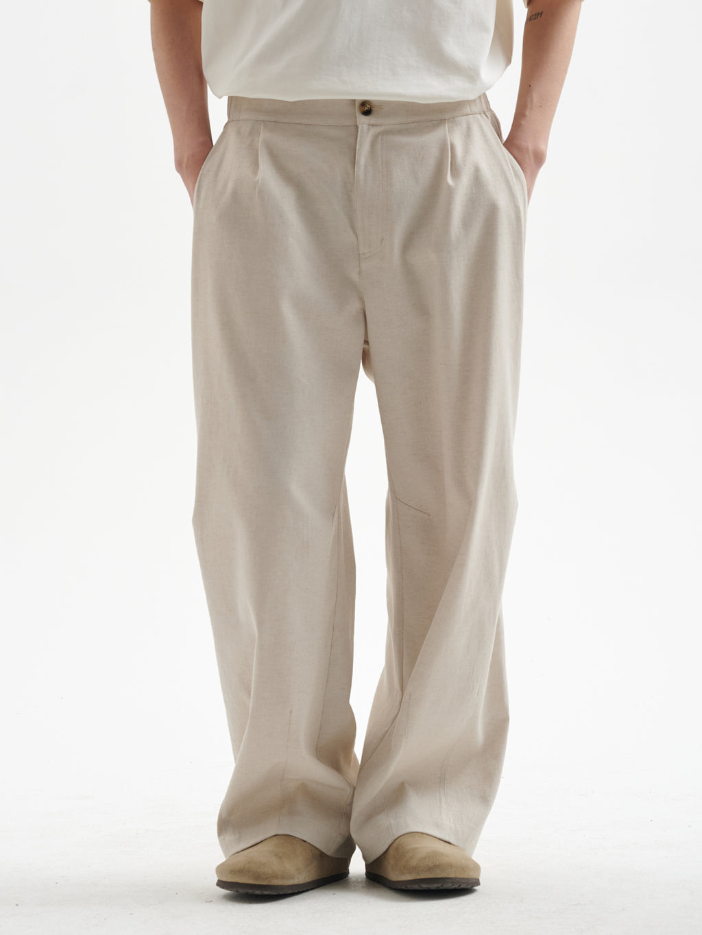 BUTTBILL 25SS Vintage Solona cotton and linen wide-leg cool Pants