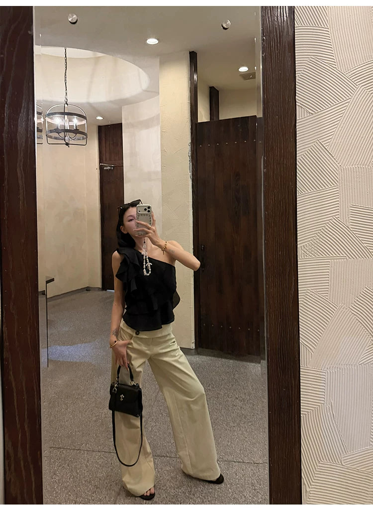 YOUNG KYLIN Straight Wide-leg Slacks