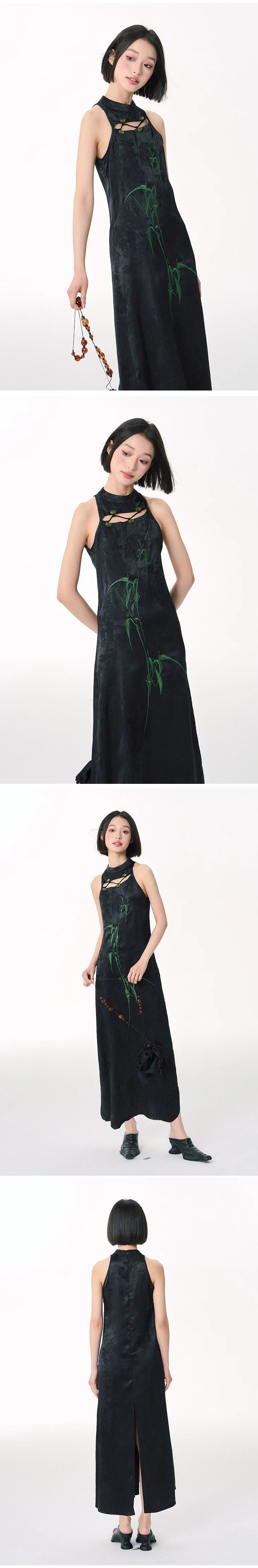 YEDM Bamboo Leaf Embroidered Hollow Dress