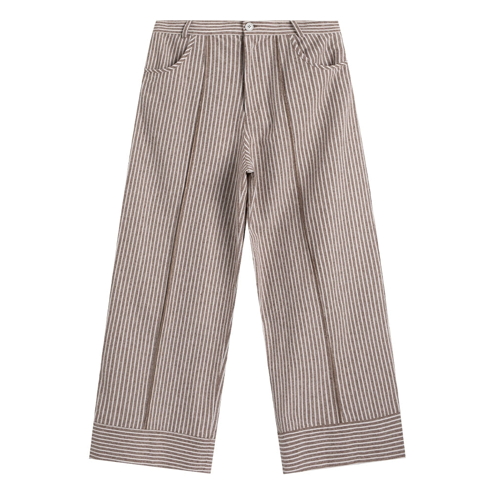 Loopsoon Vintage Striped Casual Versatile Straight Wide Leg Pants