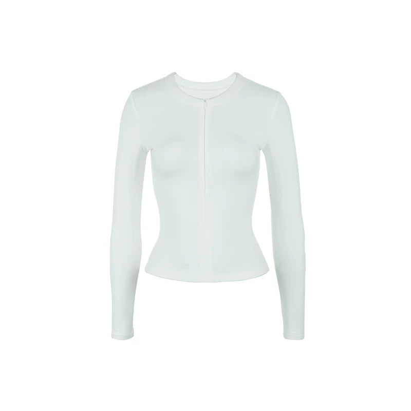 Audwyn Half Zipper V-Neck Slim Sleeve