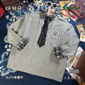 ALOHA Vintage Niche Tie Fake Two-piece Sweater