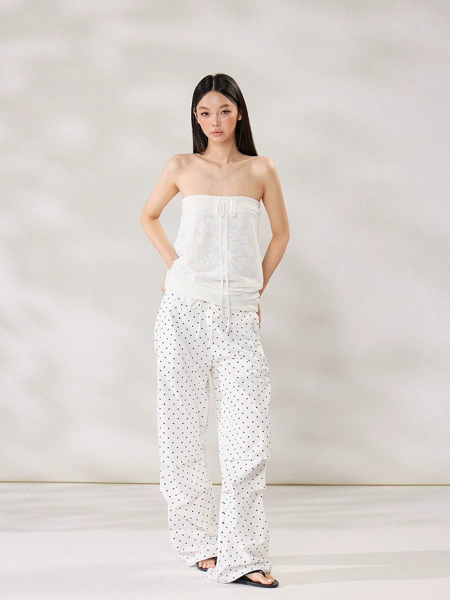 WITHMIN Polka Dot Slim Versatile Casual Pants