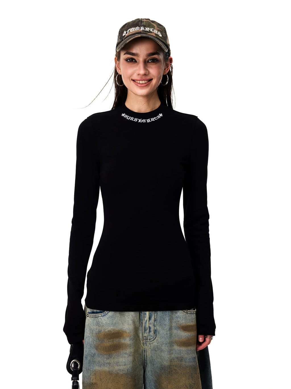 0123Start Front Shoulder Slim Embroidery Slim Long Sleeves