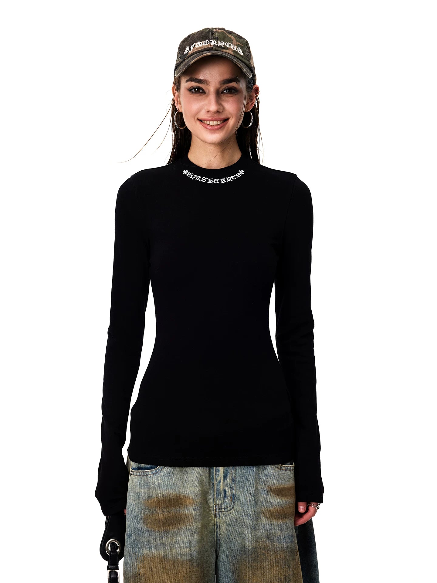 0123Start Front Shoulder Slim Embroidery Slim Long Sleeves