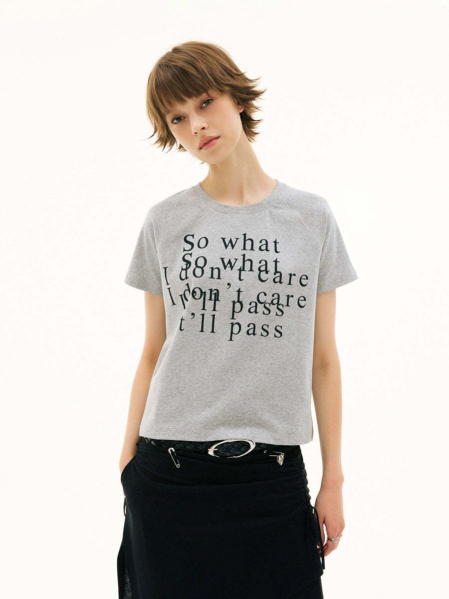 FUNKYFUN Slogan Shoulder Sleeve Loose Tee