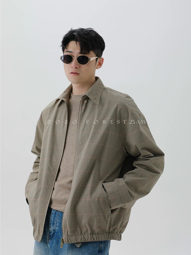 ZOZOFOREST Plaid Vintage Flight Jacket