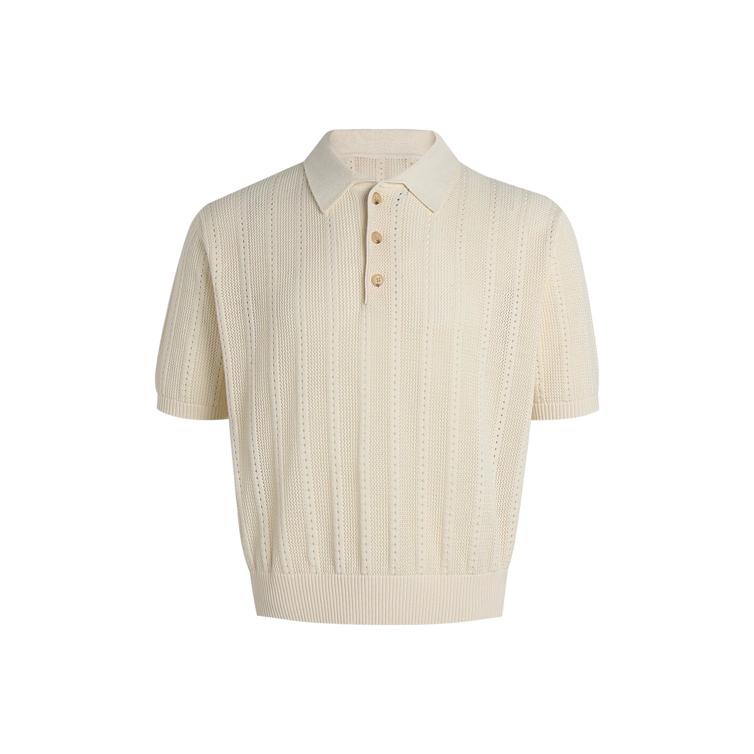 Set for life retro jacquard texture wide polo t-shirt