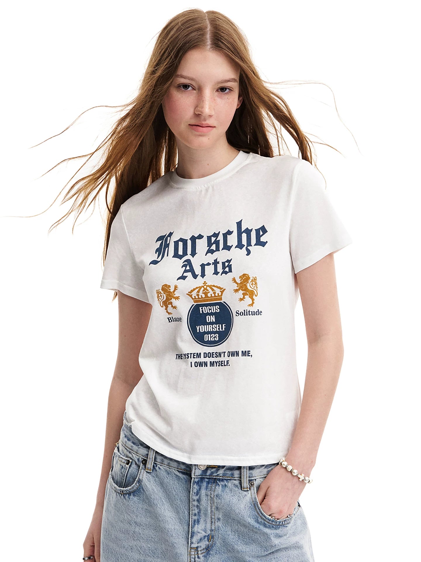 0123Start Retro Slim Round Neck Slim Tee