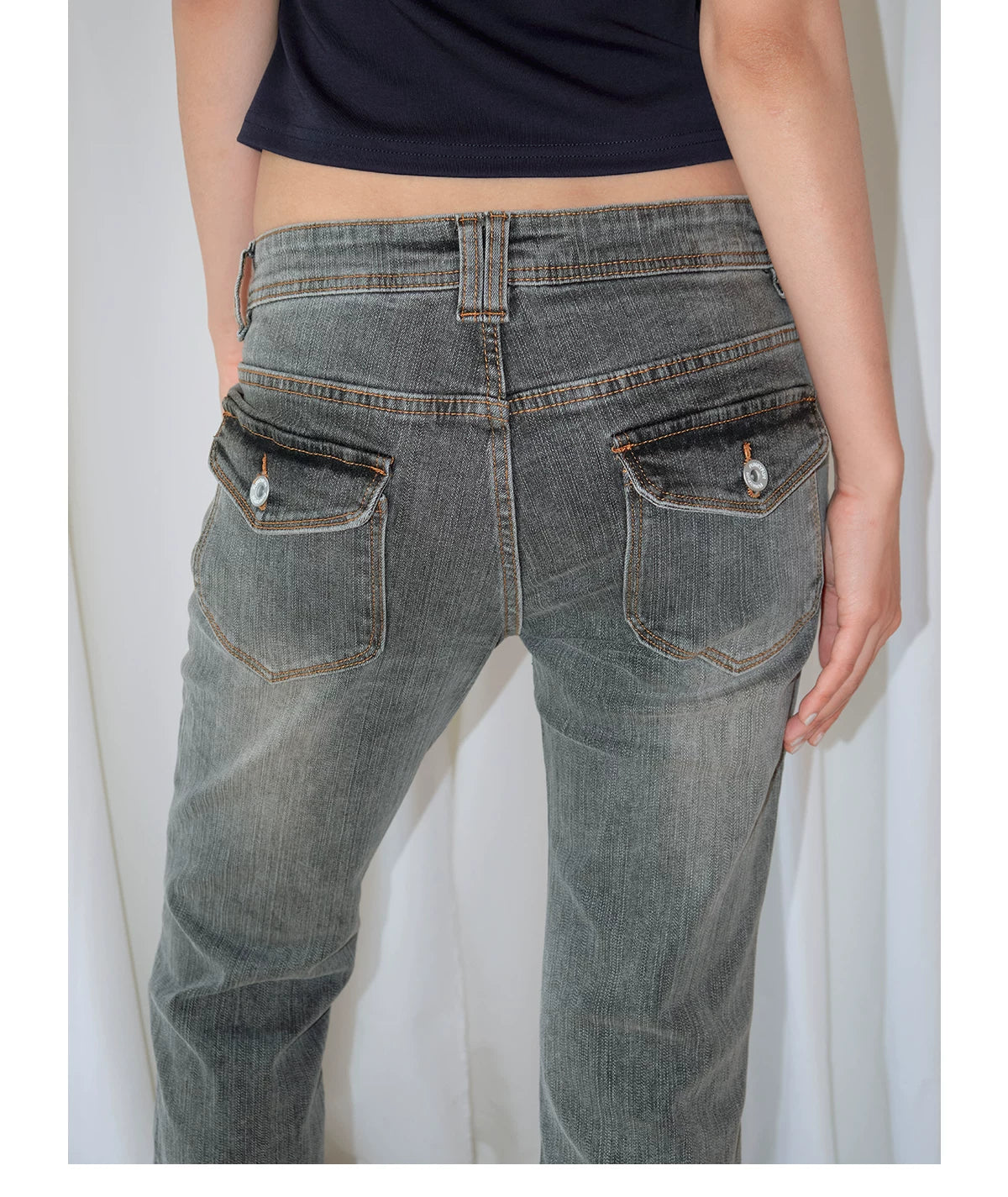 FUNKYFUN Retro Low-rise Slim-fit Jeans