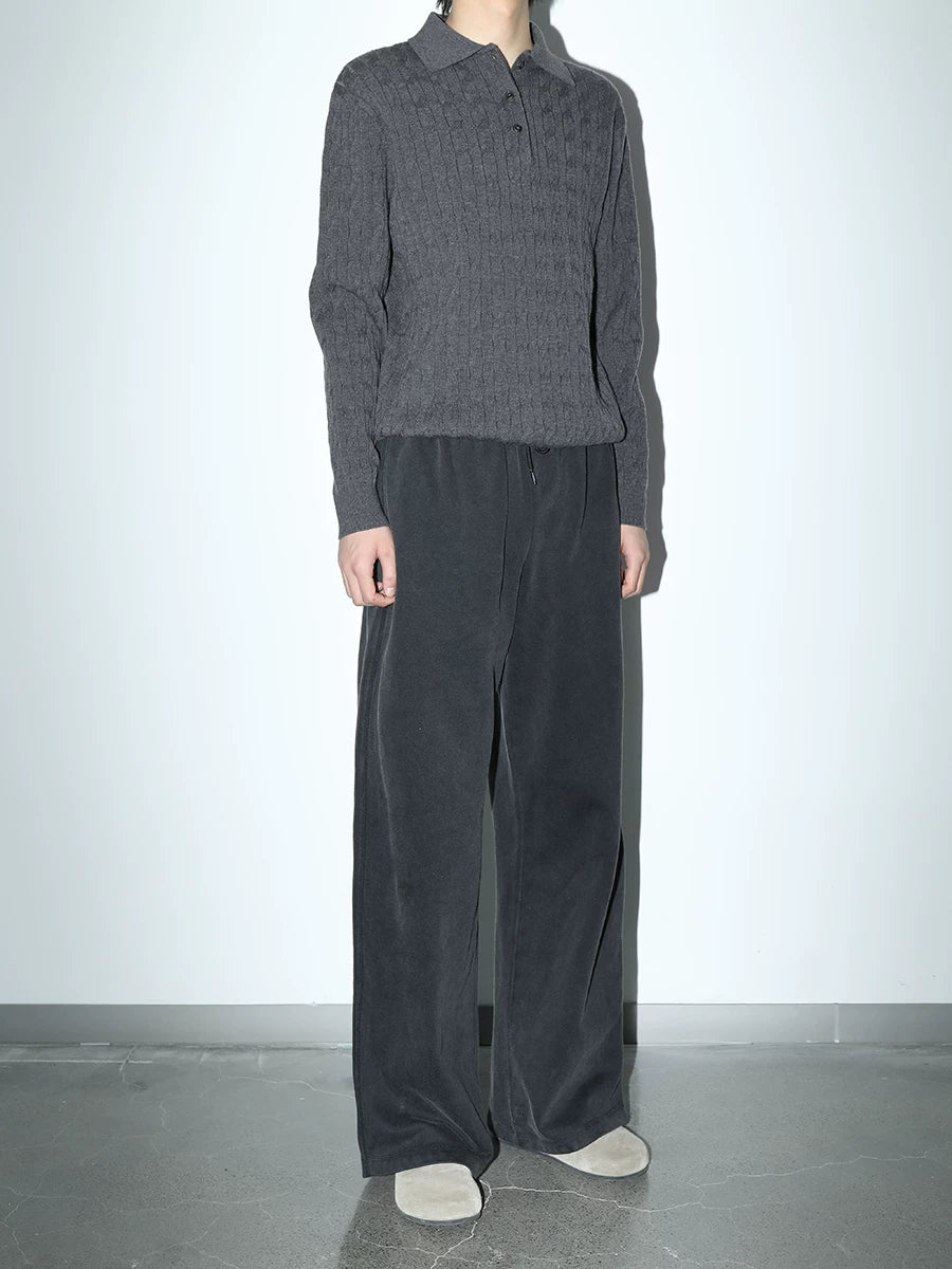 NO LOGO Wool Lyocell Twist Knitted Polo Shirt