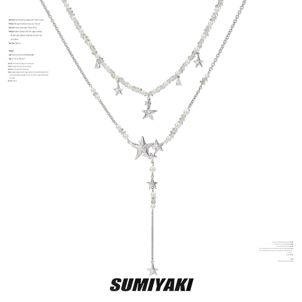 SUMIYAKI Beaded Fringed Star Double Necklace