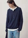 COLN Waffle-breasted Henry-neck Sweater