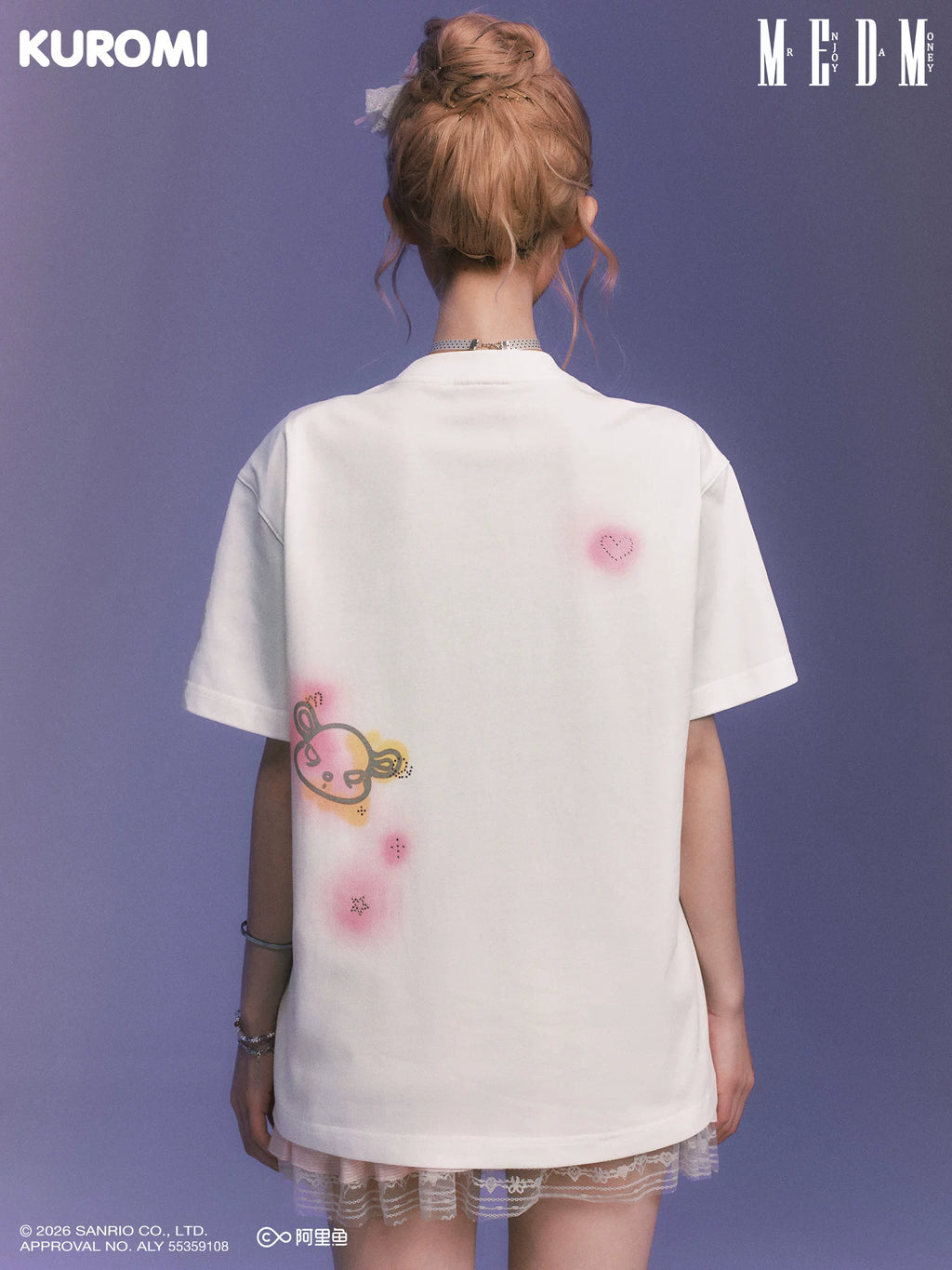 MEDM Graffiti Rhinestone Pattern Casual Tee