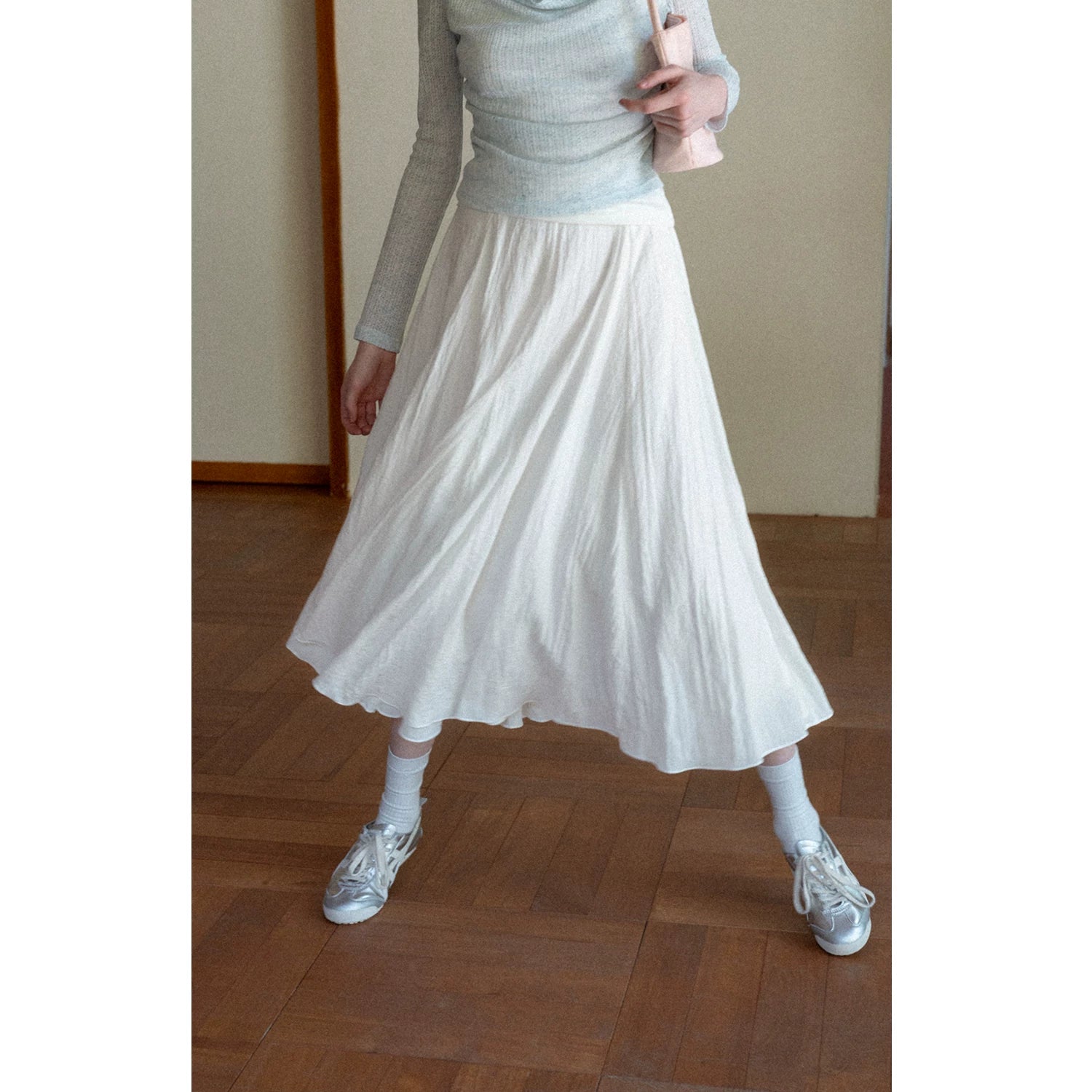 EGGKA High Waist Casual Drape Skirt
