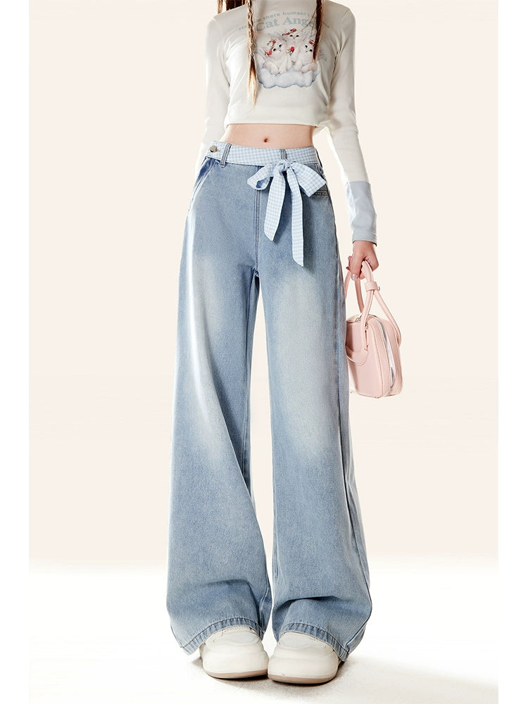 Zrsee Side Zipper Bow Strap Jeans