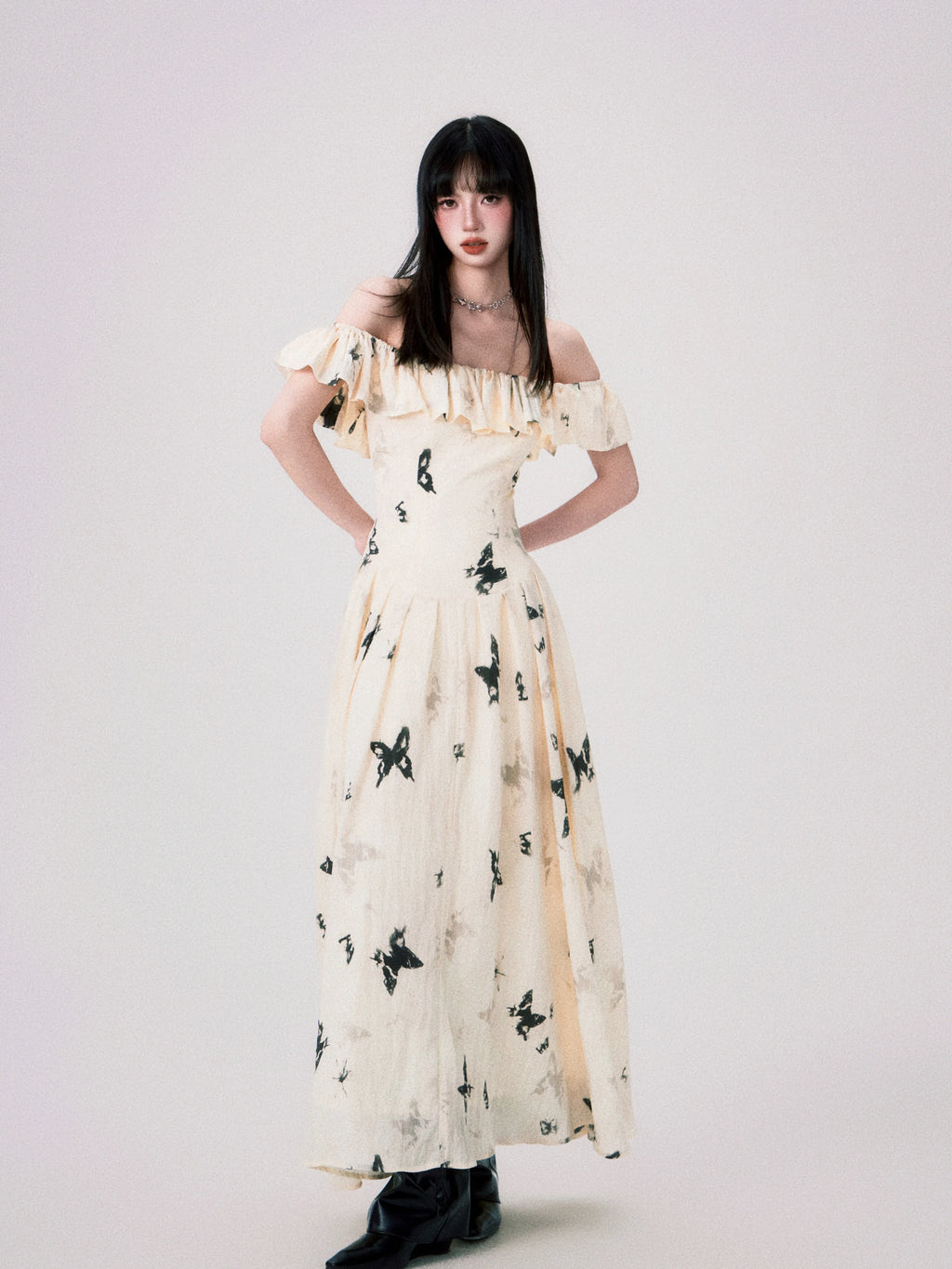 LULUSWINGS Ink Butterfly Print Shoulder Dress