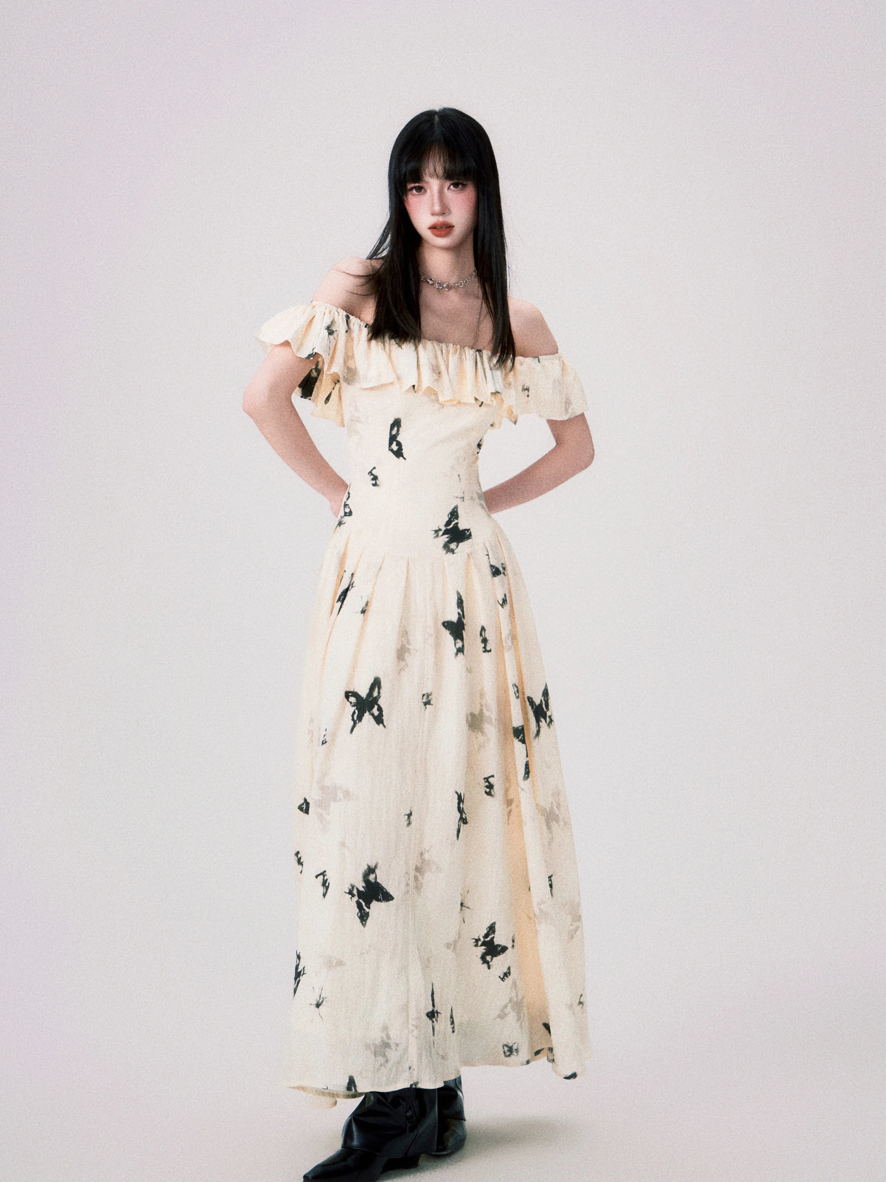 LULUSWINGS Ink Butterfly Print Shoulder Dress
